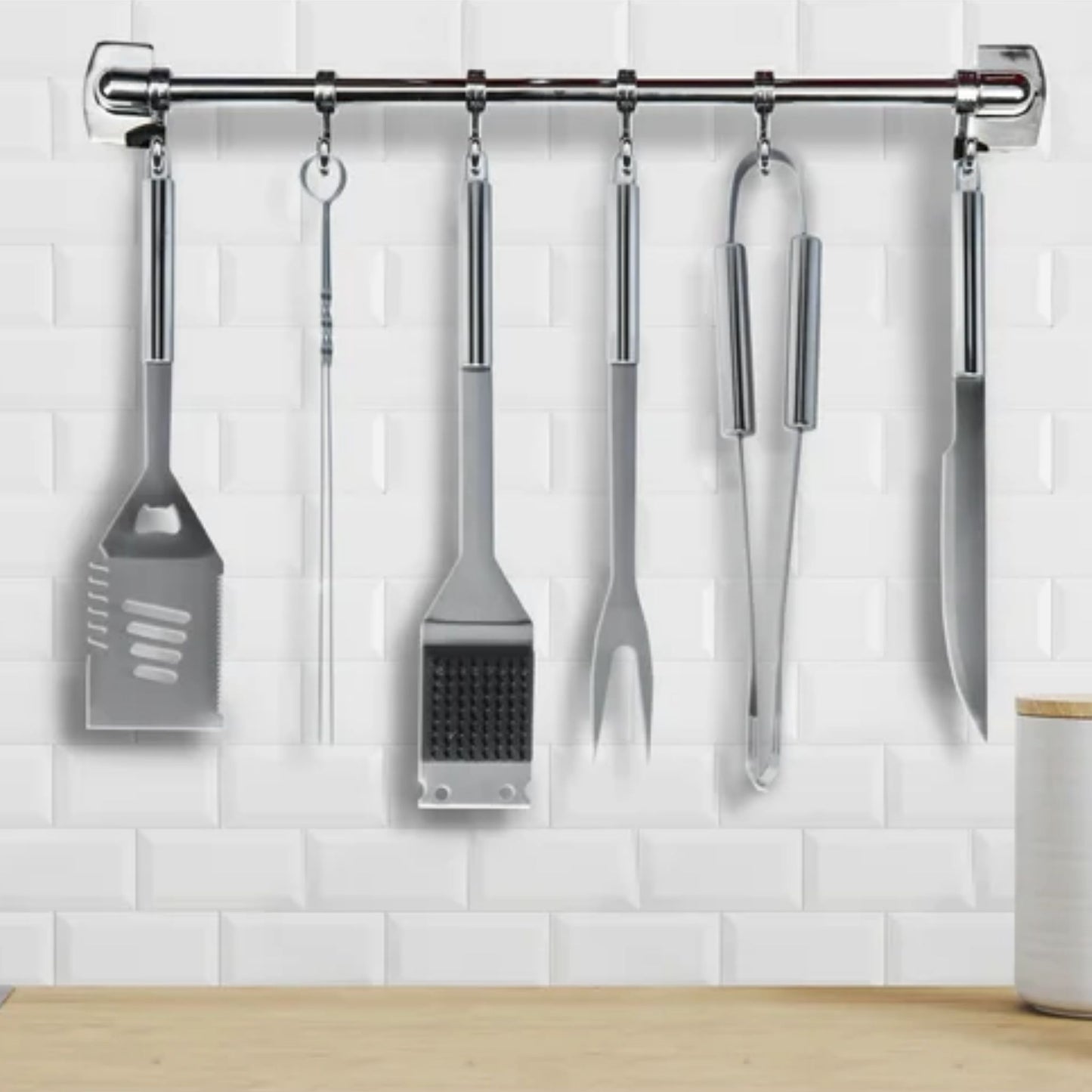 7PC BBQ STAINLESS-STEEL TOOL SET