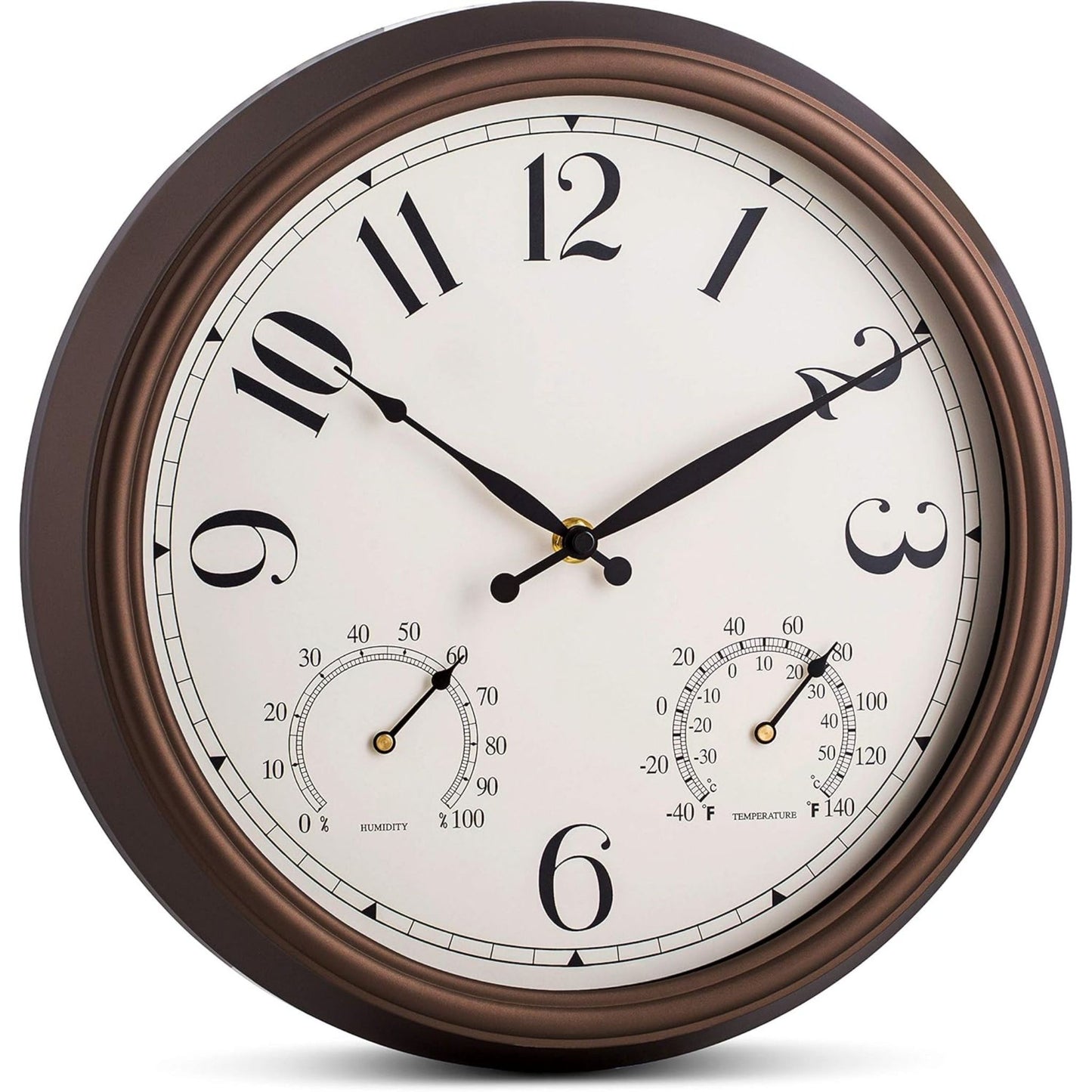 OUTDOOR WEATHERPROOF CLOCK & THERMOMETER WITH HUMIDITY