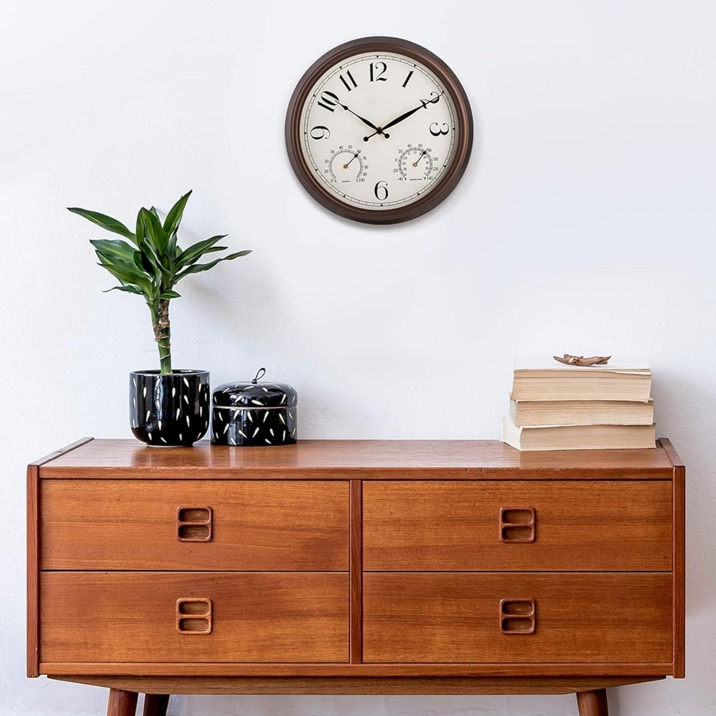 OUTDOOR WEATHERPROOF CLOCK & THERMOMETER WITH HUMIDITY