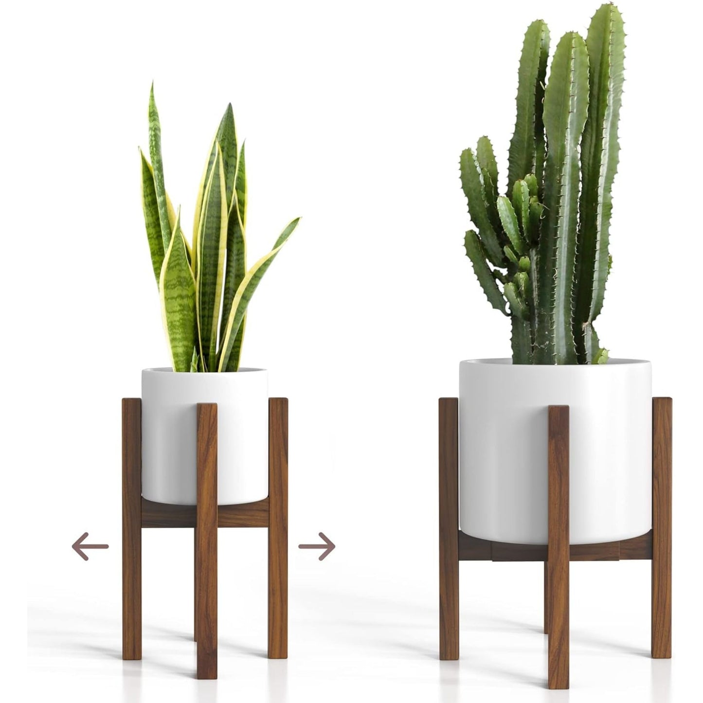 SET OF WOODEN ADJUSTABLE PLANT STANDS